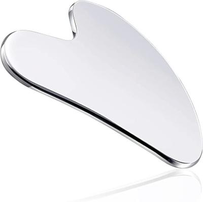 China Whitening 304 Stainless Steel Heart Gua Sha Scraper Massage Metal Facial Tool for sale