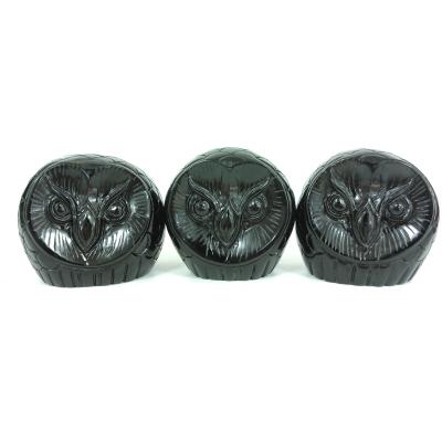 China Wholesale Crystal Carving Animals Folk Crafts Crystal Black Obsidian Owl For Healing Stone Gift from Europe for sale