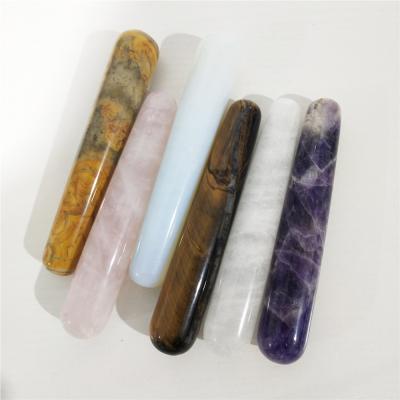 China Wholesale Europe Natural Hand Carved Crystal Stone Body Massager Healing Quartz Eye Massager Wand For Energy for sale