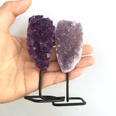 China Europe Wholesale Beautiful Natural Uruguay Amethyst Crystal Cluster With Stand Gemstone Healing Raw Stones for sale