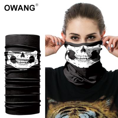 China Multifunctional Used Seamless Bicycle Ski Skull Face Mask Polyester Microfiber Stretch Bandana for sale