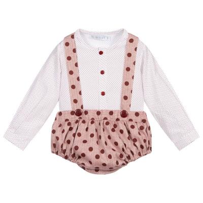 China Preppy Style Autumn Newborn Baby Girl Kid Teams Clothes Cute Dot Cotton Long Sleeve Shirt Shorts Pants Lovely 2pcs Set Complete Bib Pants for sale