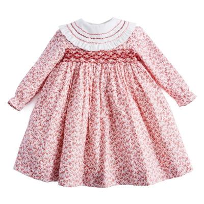 China Viable Vintage Smocked Dress Girl Dress Kids Clothes Bridesmaids Dress With Floral Print Wear Designers Summer Custom Wholesale for sale