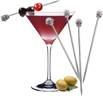 China Sustainable New Design Reusable Stainless Steel Cocktail Picks Fruit Stick In Six Styles for sale