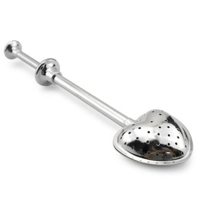 China Sustainable Heart Shape Stainless Steel Tea Strainer With Press Handle for sale