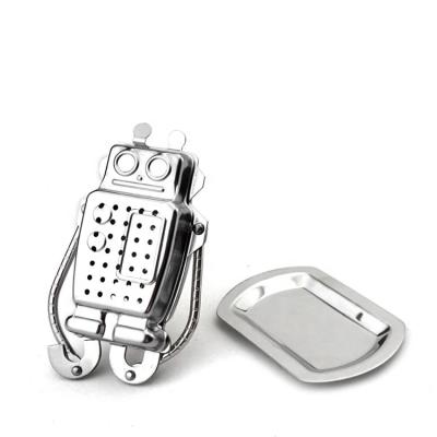 China Sustainable Robot Shape Stainless Steel Tea Strainer With Base for sale