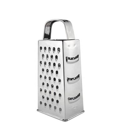 China Professional viable stainless steel box grater with 4 sides, best for parmesan cheese, vegetables, ginger for sale