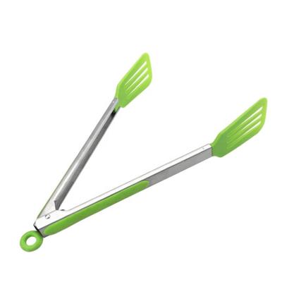 China Viable Non-Stick Silicone Tips Stainless Steel Handle Silicone Tongs for sale