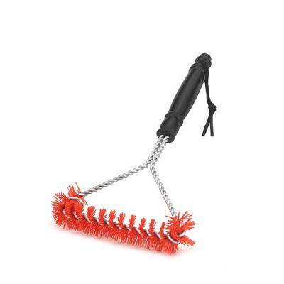 China Easily Cleaned Nylon Bristle Barbecue Grill Cleaning Brush With Plastic Handle for sale