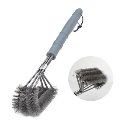 China Easily Cleaned Stainless Steel Wire Bristle Grill Cleaning Brush For Outdoor BBQ for sale