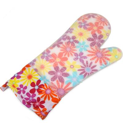 China Long Dotted Heat Resistance Silicone Oven Gloves With Cotton Liner for sale