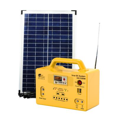 China GK-1250W GreenKeeper Solar Power DC System Home Solar Panel LiFePO4 LED Light USB Output DC Output Solar Input for sale