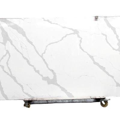 China Modern Agglomerated White Carrara Stone Artificial Stone Slab For Kitchen Counter Tops Wall Flooring for sale