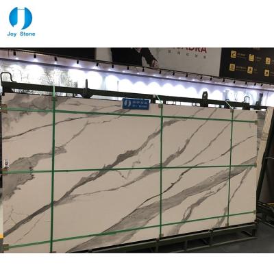 China Modern 12mm Calacatta White Compound Agglomerated Stone Panel for sale