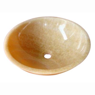 China Modern Online Round Marble Bathroom Stone Wash Yellow Onyx Basin India for sale