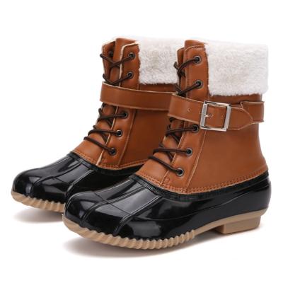 China Women Waterproof Big Size Outdoor Winter High Top Plus Velvet Cotton Warm Duck Hunting Shoes Waterproof Snow Boots for sale