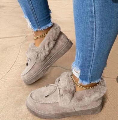 China Round Toe Chubby Women's Suede Cotton Platform Shoes Round Toe Low Top Snow Boots for sale