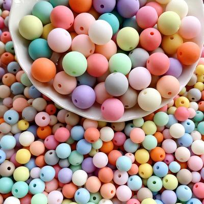 China Matte Acrylic Beads Candy Color Frosted Acrylic Round Hole DIY Beads Acrylic Beads Handmade Jewelry Materials Wholesale for sale