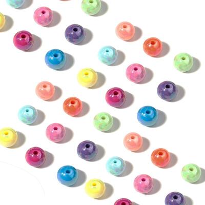 China Bright Color Acrylic Beads Spring Face Acrylic Plated Round Bead For Diy Handmade Bracelet Straight Hole Loose Beads Wholesale for sale