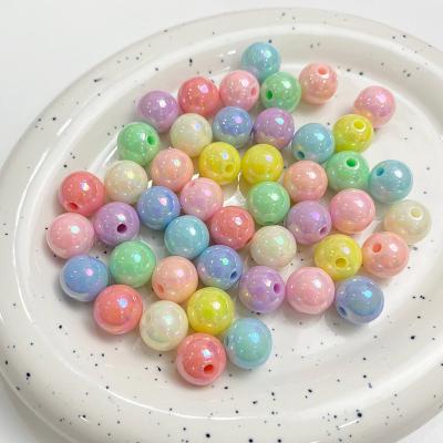 China Colorful Round Acrylic Beads Smooth Face Diy Bracelet Beads Jewelry Accessories Acrylic Beads Wholesale for sale