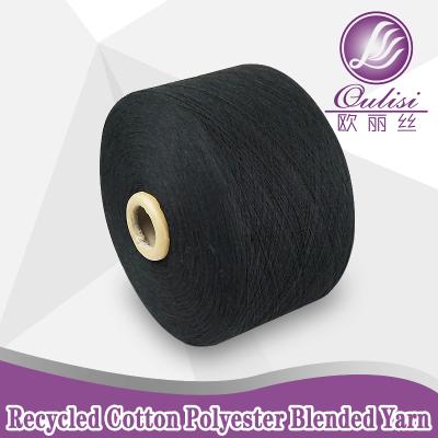 China Sustainable Raw White NE5-12 Regenerated Cotton Recycled Polyester Blended Yarn for sale