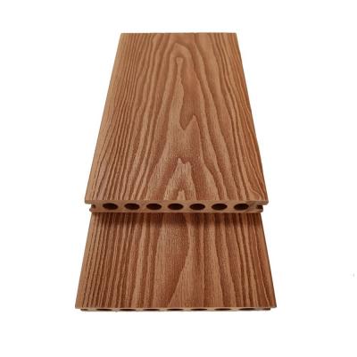 China 3D Modern Online Embossed Texture WPC Wood Exterior Waterproof Anti-Slip Decking for sale