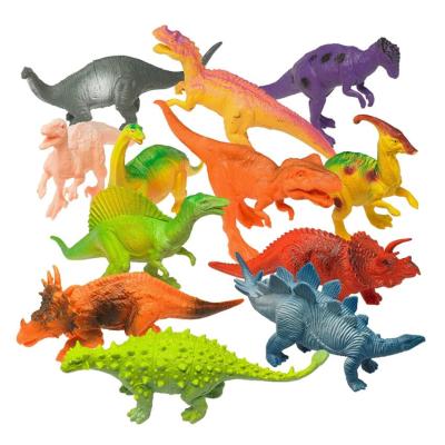 China non-toxic material & Custom Realistic Good Appearance Painting 7 Inch 12 Pieces Dinosaur Toy, Big Plastic Combination Dinosaur Doll, With Dinosaur Book for sale