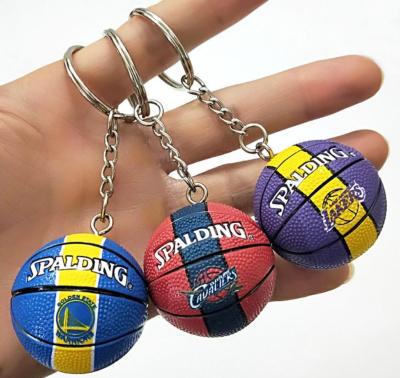 China non-toxic material & Good Paint OEM Silicone PVC Custom Basketball Shaped 3D Cartoon Key Chain Toy Wholesale Plastic Key Ring for sale