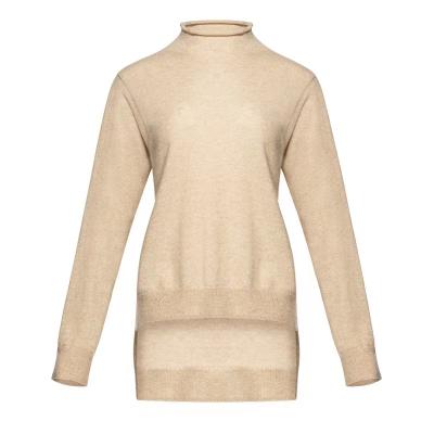 China 100% Cashmere New Product Launch Solid Color High Neck Long Sleeve Knitted Sweater Half Sheer for sale