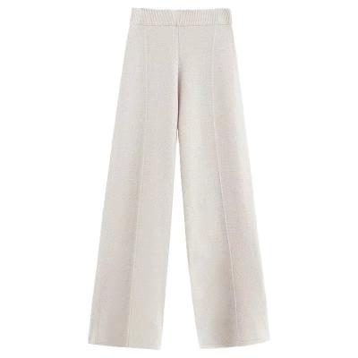 China 100% Cashmere Latest Models Leisure Performance High Waist Pure Fine Cashmere Straight Pants for sale