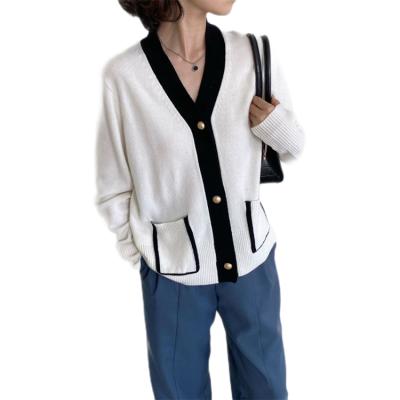 China Factory direct sales of anti-pilling 2021 autumn and winter new soft v-neck color cashmere cardigan for sale