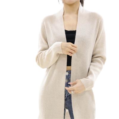 China 2021 New Women's Anti-pilling Fashion Thin 100% Cashmere Beige Long Cardigan for sale