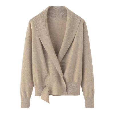 China Bargain Price Breathable 100% Pure Leisure Cashmere Tight Lapel Knit Short Sweater for sale