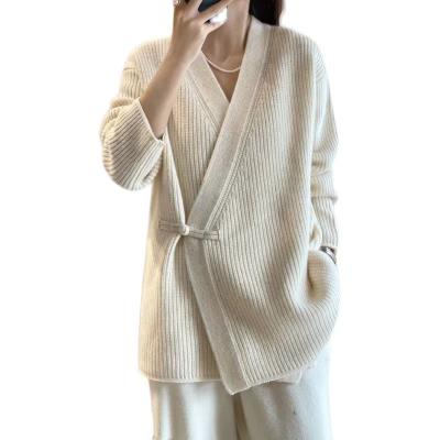 China 2021 100% New Style Sheer Button Design Comfortable Soft Loose Cashmere Sequin Cardigan for sale