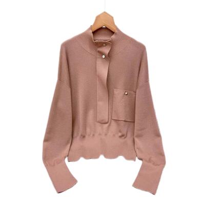 China High Factory Price Neck Zipper Patch Pocket Wool Cashmere Sweater Anti-pilling for sale