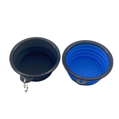 China Stocked eco-friendly food grade silicone safe convenient travel foldable silicone pet bowls feeders for sale