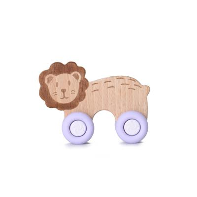 China Soft Toy Fast delivery BPA free EN71 CPC food grade baby educational toys Silicone beech wood LION baby soft toy train for sale