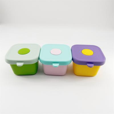 China BPA Free CPC EN71 Convenient travel new model hot selling Square shape silicone Baby feeding Milk storage powder dispenser for sale