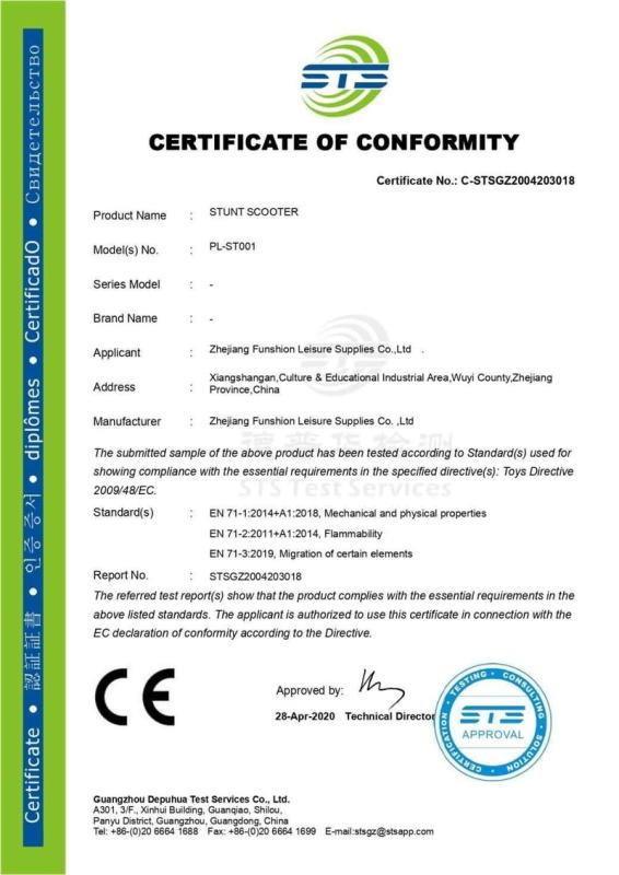 CE - Zhejiang Funshion Leisure Supplies Co., Ltd.