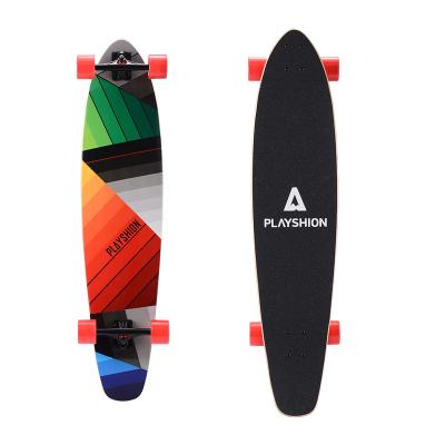 China 2021 Canadian Bamboo Funshion OEM 6ply maple+1ply 42 inch Kick Tail Skateboard Aluminum Truck And PU Ring Adults Long Board for sale