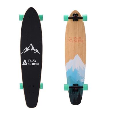 China 5ply Canadian maple+1ply bamboo Funshion wholesale 42 inch 6 ply 1ply maple bamboo longboard with heat transfer printing design for kids and adults for sale