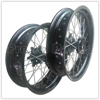 China Black Aluminum Alloy Motorcycle Supermoto Wheels Set with CNC Hub and 3.50-17