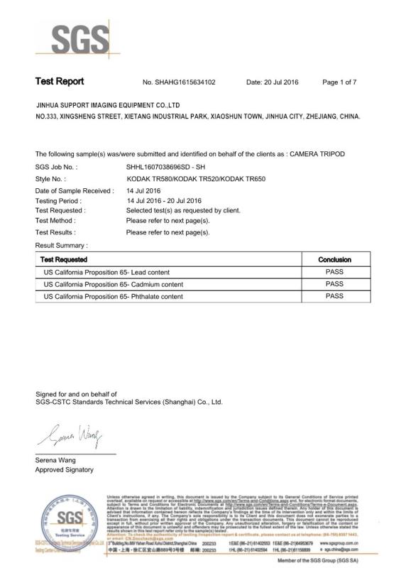 RoHS - Jinhua Support Imaging Equipment Co., Ltd.