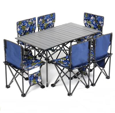 China Wholesale Easy Carry Outdoor Folding Table And Chair 7 Piece Set Aluminum Alloy Storage Stools Portable Leisure Camping Table Combination Se for sale