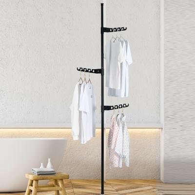 China Modern Punch Free Retractable Telescopic Hanger Rod Indoor Balcony Stand Clothes Hanger Does Not Stretch for sale