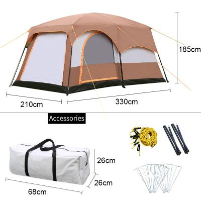 China Wholesale Small Size Luxury Waterproof Windproof Tents Two Rooms Folding 210T Polyester Family Dome Outdoor Camping Tent for sale