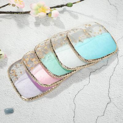 China Easy Apply High Quality Nail Art Palette, Art Painting Gold Edge Nail Gel Color Makeup Agate Resin Display Board Mixed Color Nail Palette for sale