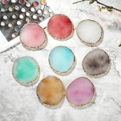 China Irregular round palette factory round resin manicure resin props nail board show weave gold frame wear direct sales for sale