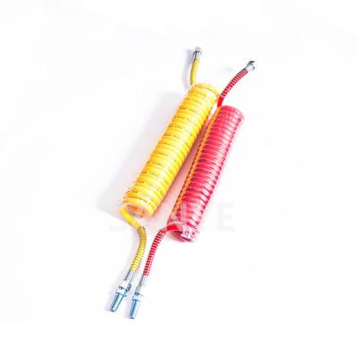 China PU AIR COILS HAVE ANTI REPLIE FEATURE red emergency line, Suzi Air Coils for 5 wheels semi-trailer, PU air brake hoses and connector for sale