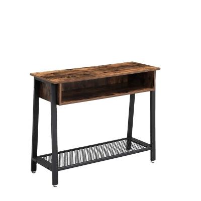 China Traditional industrial console table with mesh shelf and open compartment for sale